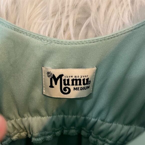 Show Me Your Mumu Caitlin Ruffle Maxi Dress Green Size M Formal - Picture 3 of 4